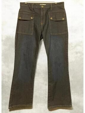 Aldolfo High Rise Wide Leg Denim Jeans with Front Flap Pockets